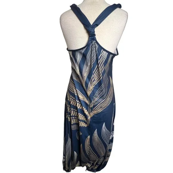 Summer Midi Blue White Tan Lantern Legs Parachute Oversized Baggy Boho - Picture 7 of 12